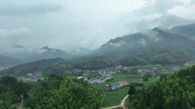 雨后乡村航拍农村风光美丽乡村振兴绿色农村