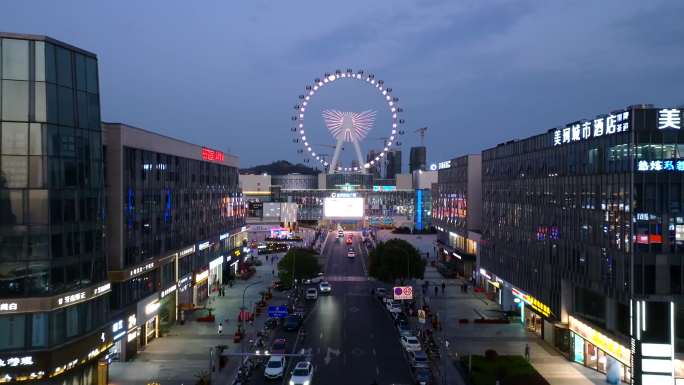 宁波北仑富邦广场摩天轮4K航拍日夜景素材