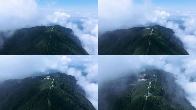 4K岳阳天岳幕阜山日出云海穿云航拍