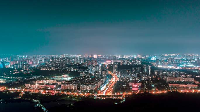 4k航拍贵阳城市夜景延时空镜头