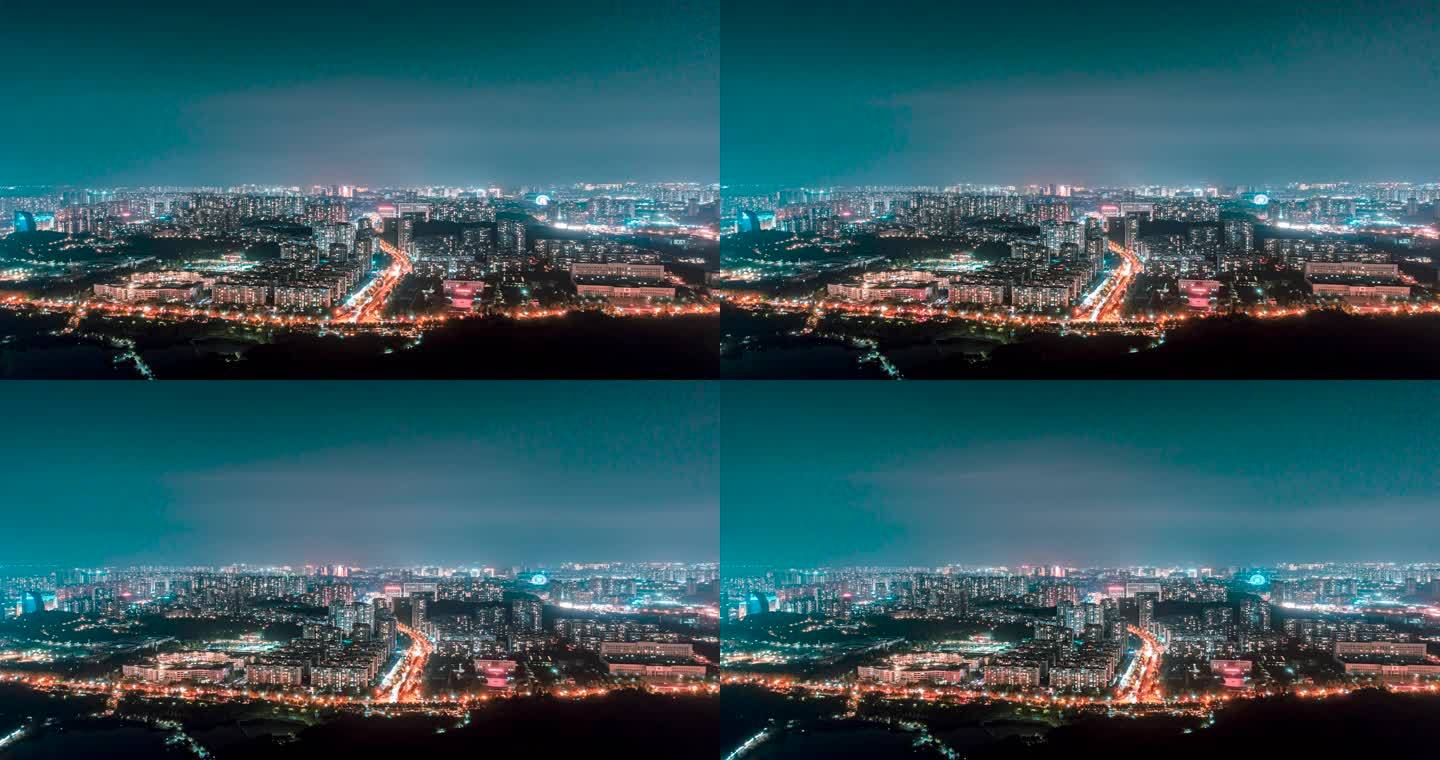 4k航拍贵阳城市夜景延时空镜头