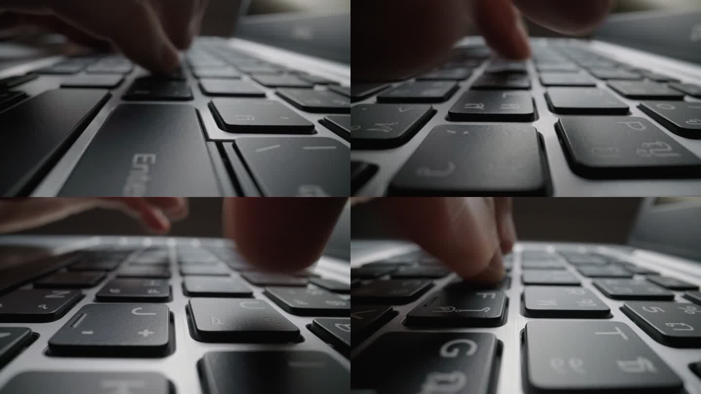 用手指在键盘上键入特写时间间隔。宏软聚焦娃娃弹