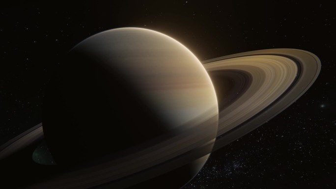 土星和它在外太空的环。3d可视化。宇宙中土星行星的美丽景色