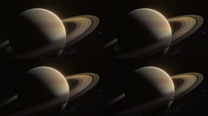 土星和它在外太空的环。3d可视化。宇宙中土星行星的美丽景色