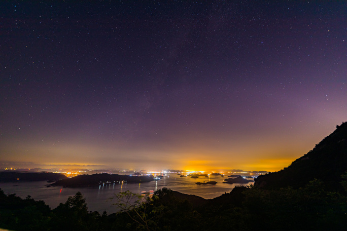 6K桃花岛星空银河到天亮日出延时摄影