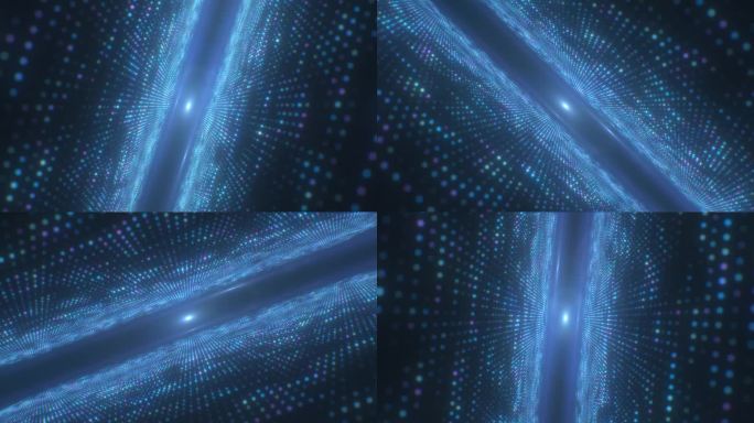 蓝色霓虹灯辉光抽象外层空间数据parparamples飞越-无缝VJ循环运动背景动画