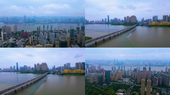 武汉长江 沙湖公园 城市风光航拍延时摄影