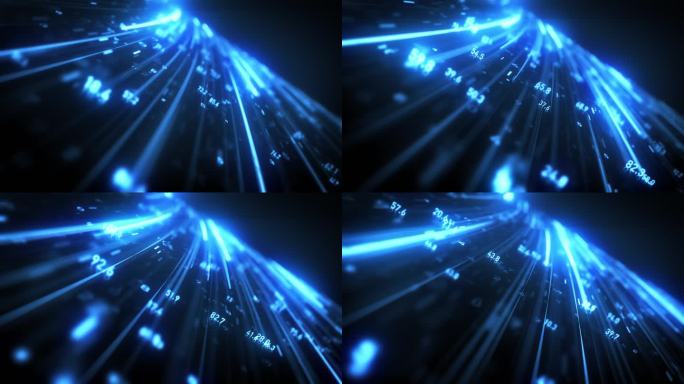 大数据数字商业高科技背景/ 抽象壁纸动画大数据商业数字技术背景，包括连通线和数字矩阵，流经纵深场