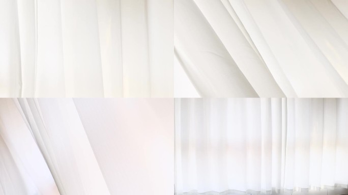 白色窗帘随风飘动 特写 素材慢镜头