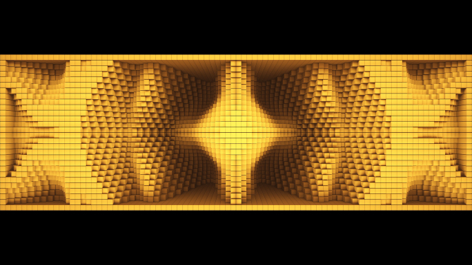 【裸眼3D】明黄抽象概念波动曲线空间矩阵