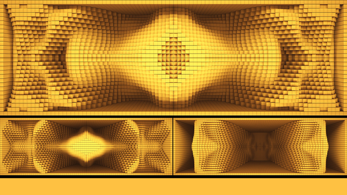 【裸眼3D】明黄抽象概念波动曲线空间矩阵