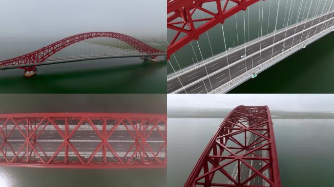宁波北仑春晓梅山红桥云雾4K航拍素材