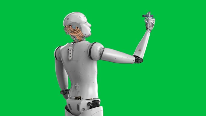 3D渲染机器人教学的绿色屏幕背景视频