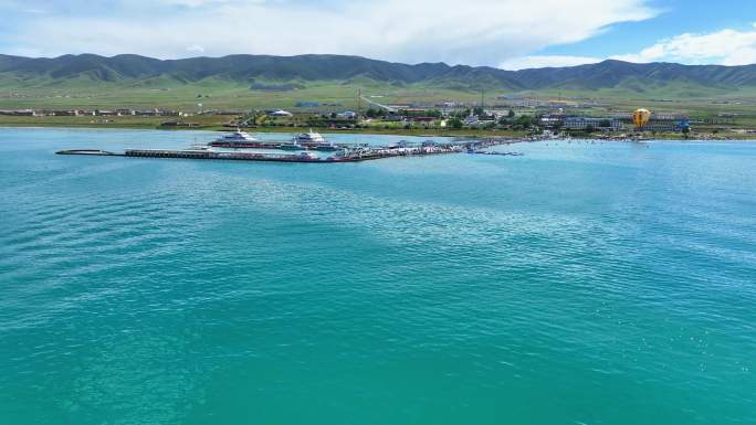 航拍青海湖二郎剑中国鱼雷发射基地