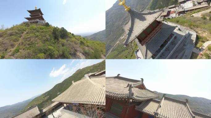 FPV古建筑寺庙太山风景区