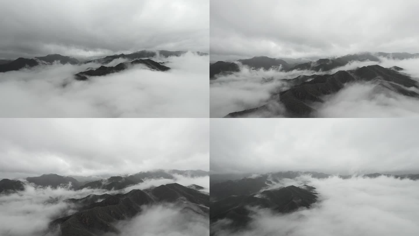 黑白水墨云海群山烟雨朦胧中国风短片4K