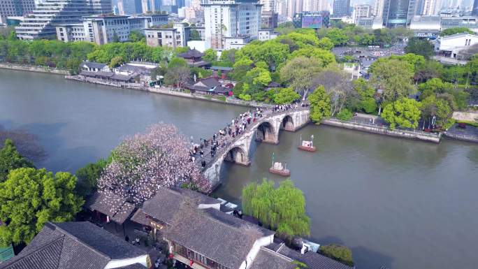 杭州拱宸桥春天的航拍