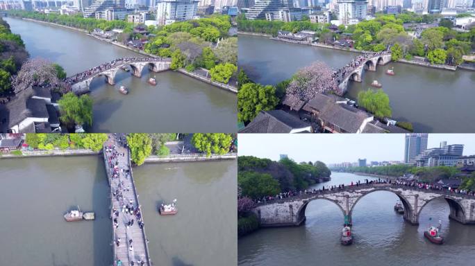 杭州拱宸桥春天的航拍