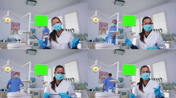 应用绿屏监测器解释牙科医生的病人解释问题