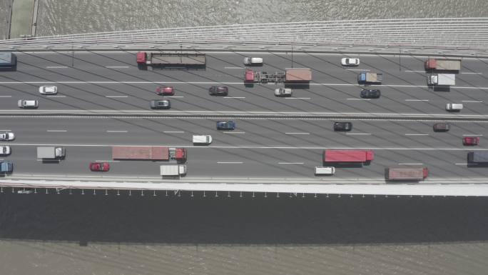 4K-Log-航拍大桥桥面行驶的车辆