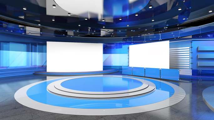 【4k】蓝色科技虚拟演播室背景