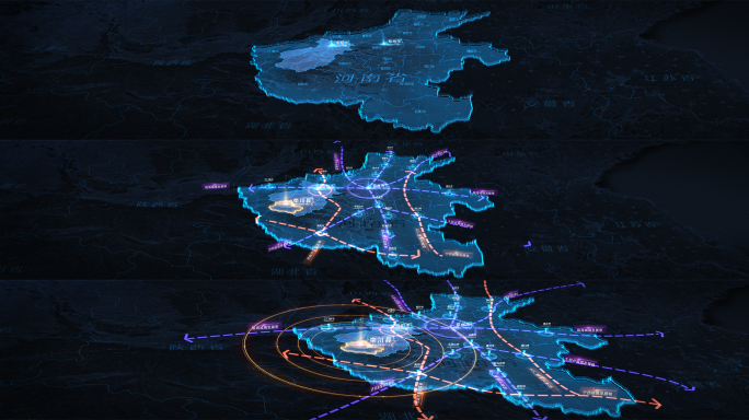 6k蓝色科技感区位地图长屏AE模板