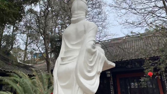 王昭君汉白玉雕像环绕转延时