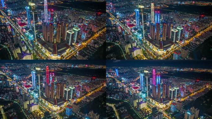 南宁东盟商务区夜景高清航拍延时视频