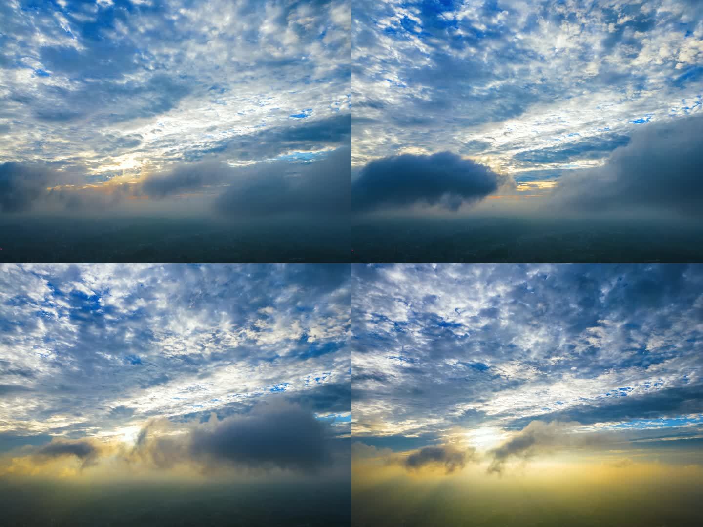 青花瓷与海洋之心 日出与低层云之四维空间