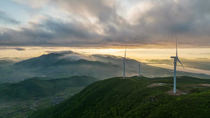 宁波北仑福泉山中营风电日出云瀑4K延时