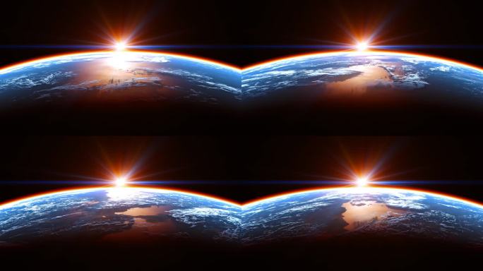 从太空看地球，在阳光的照射下，地球的光芒四射