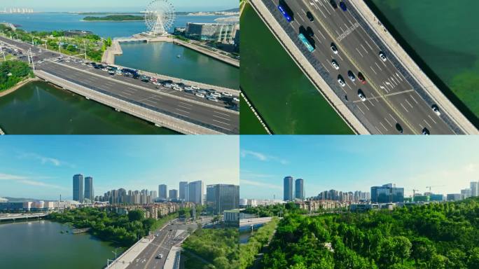 【原创4K】航拍城市建筑城市车流