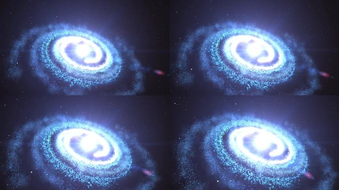 星系和星云的3D动画，闪耀的星光和星尘在超高清无限空间宇宙中旋转和旋转