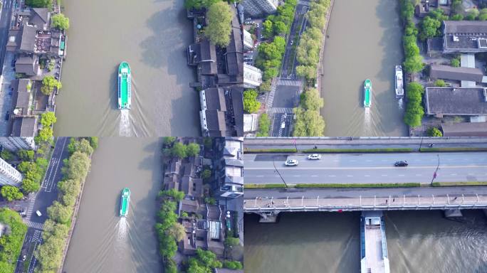 拱宸桥游船穿行，航行在京杭大运河上