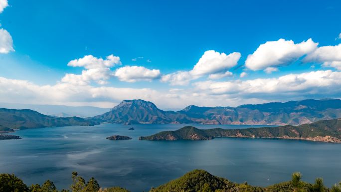 超清泸沽湖全景延时摄影