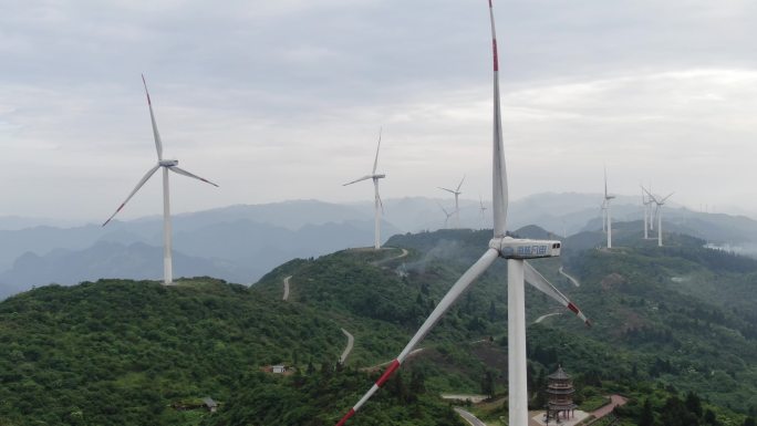 国家风力发电风力发电机清洁能源航拍4K