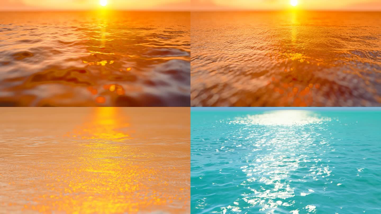 阳光照耀下波光粼粼的海面
