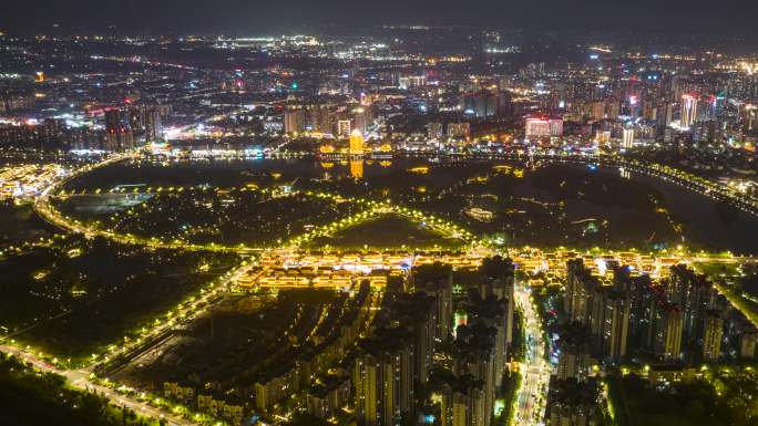 眉山远景楼夜色