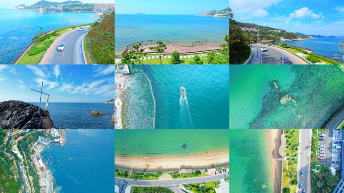 千里山海环岛路旅游碧海海浪海岸线岛屿礁石