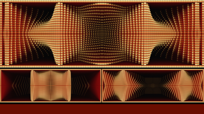 【裸眼3D】金红方块立体曲线波形新年空间