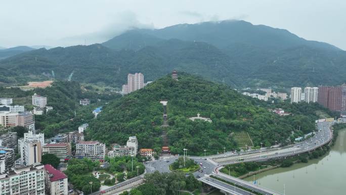 三明市麒麟山公园航拍麒麟山公园鸟瞰