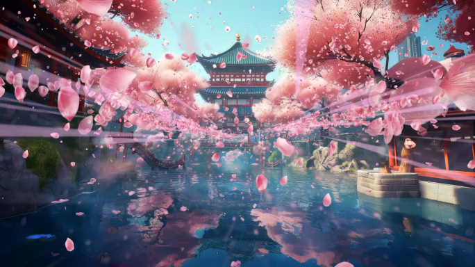 不羡宫廷宫阙宫殿仙境国潮水墨