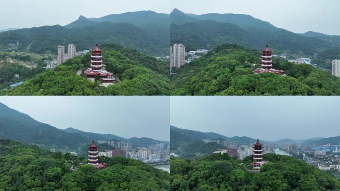 三明市麒麟山公园航拍麒麟山公园鸟瞰