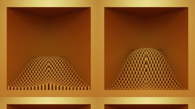 【裸眼3D】金色立体几何矩阵排列折角空间