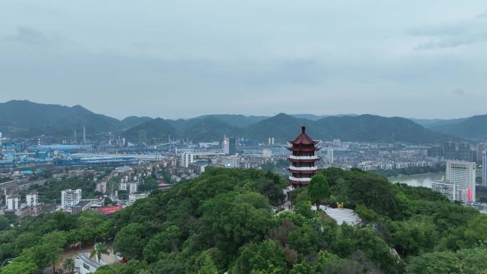 三明市麒麟山公园航拍麒麟山公园鸟瞰