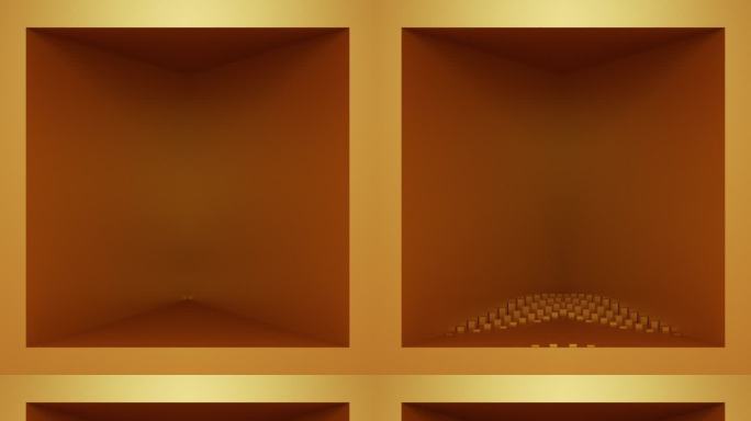 【裸眼3D】金色立体几何凹凸起伏折角空间