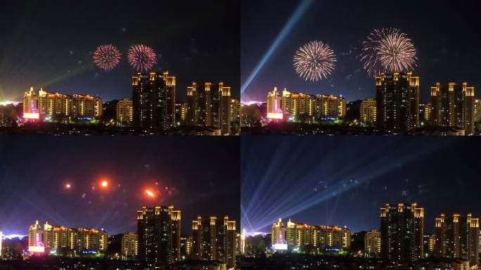 夜晚城市烟花表演