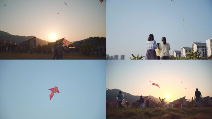 春天的福州大学校园草坪上放风筝宣传片空镜
