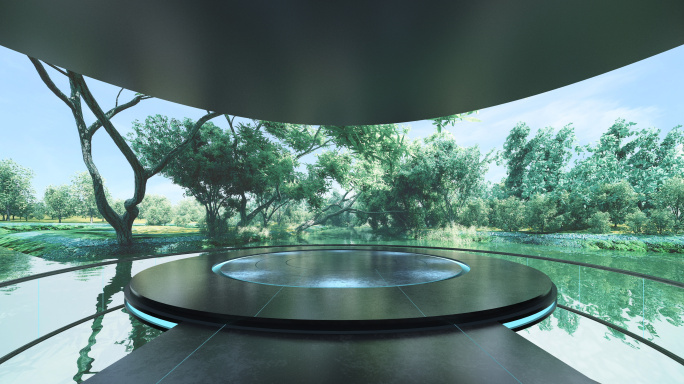 春天雨林弧形屏180度超宽弧形屏裸眼3D