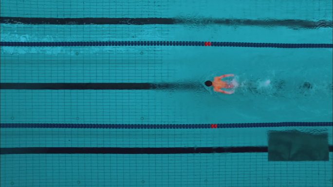 俯拍运动员蝶泳水下摄影特写